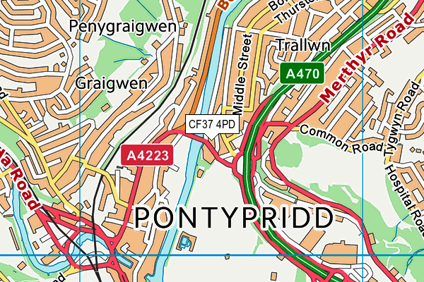 CF37 4PD map - OS VectorMap District (Ordnance Survey)