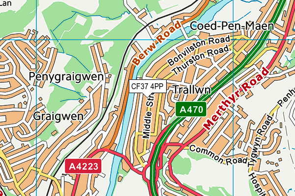 CF37 4PP map - OS VectorMap District (Ordnance Survey)