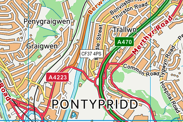 CF37 4PS map - OS VectorMap District (Ordnance Survey)