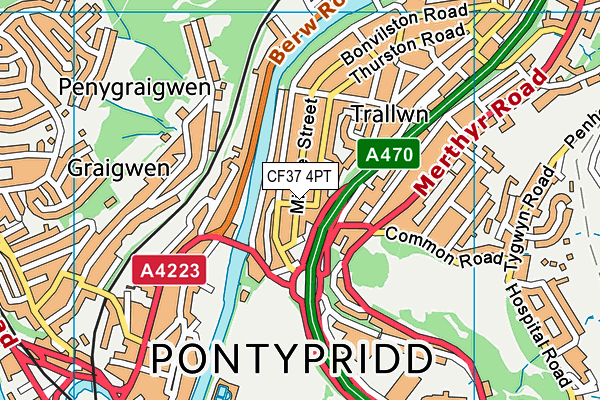 CF37 4PT map - OS VectorMap District (Ordnance Survey)