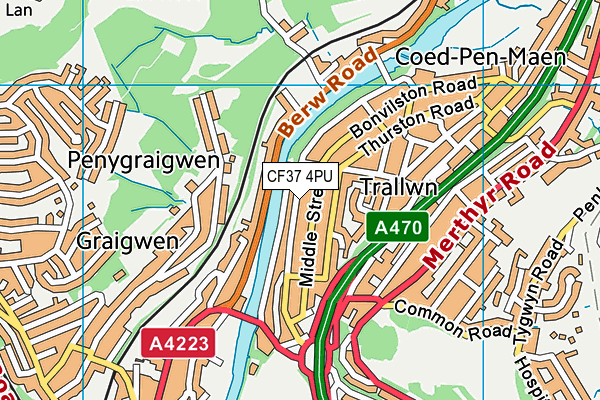 CF37 4PU map - OS VectorMap District (Ordnance Survey)