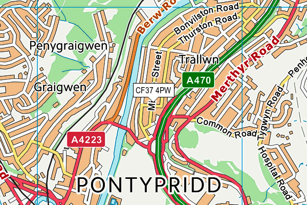 CF37 4PW map - OS VectorMap District (Ordnance Survey)