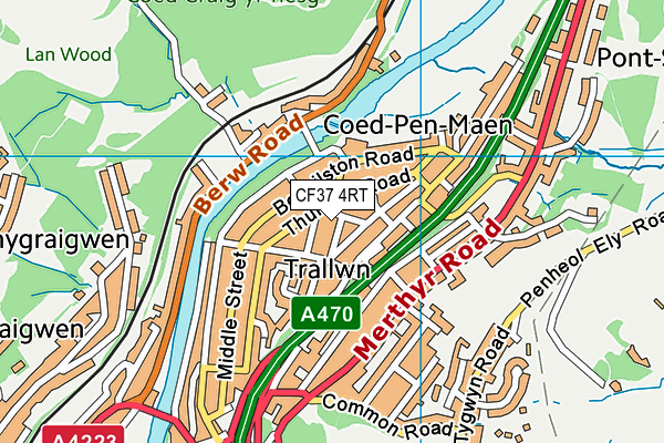 CF37 4RT map - OS VectorMap District (Ordnance Survey)