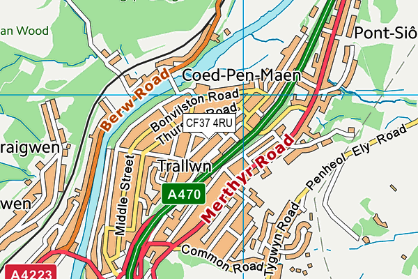 CF37 4RU map - OS VectorMap District (Ordnance Survey)