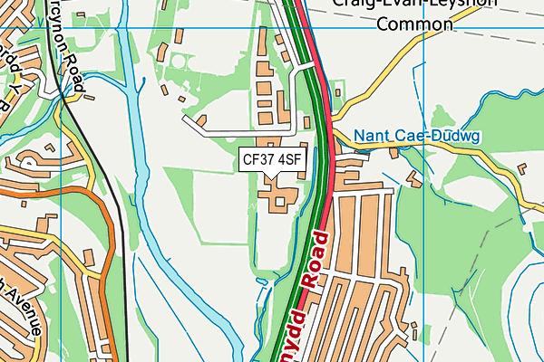 Pontypridd High School map (CF37 4SF) - OS VectorMap District (Ordnance Survey)
