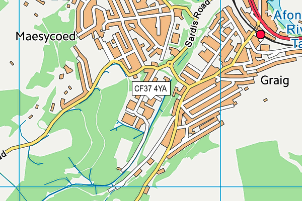 CF37 4YA map - OS VectorMap District (Ordnance Survey)