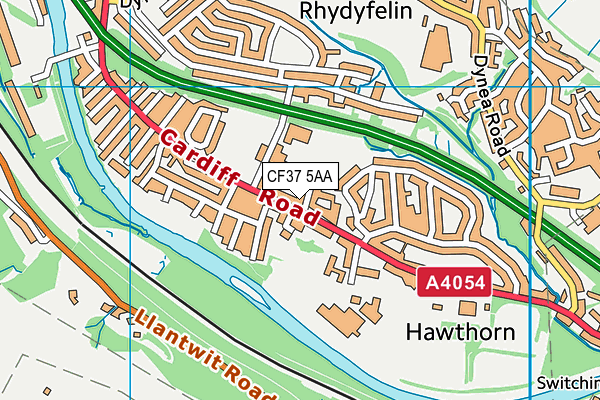 CF37 5AA map - OS VectorMap District (Ordnance Survey)