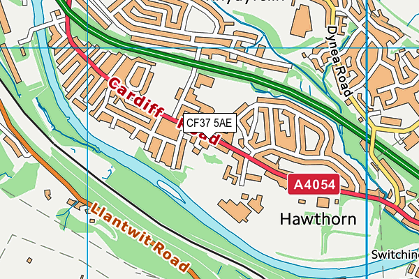 CF37 5AE map - OS VectorMap District (Ordnance Survey)