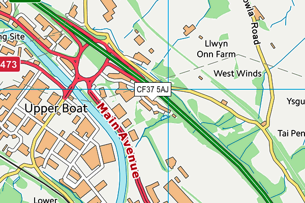 CF37 5AJ map - OS VectorMap District (Ordnance Survey)