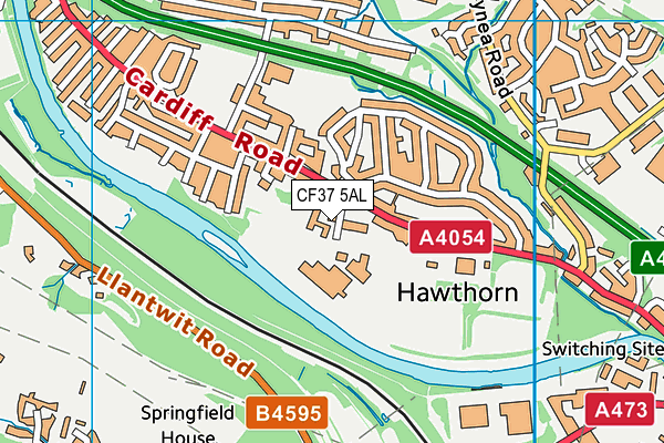 Hawthorn High School map (CF37 5AL) - OS VectorMap District (Ordnance Survey)