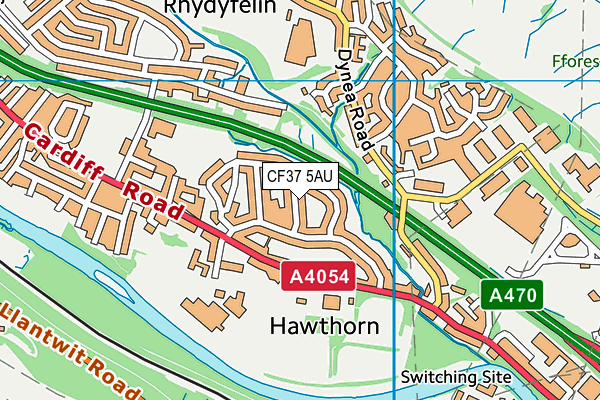 CF37 5AU map - OS VectorMap District (Ordnance Survey)