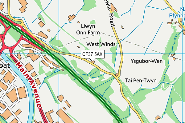 CF37 5AX map - OS VectorMap District (Ordnance Survey)