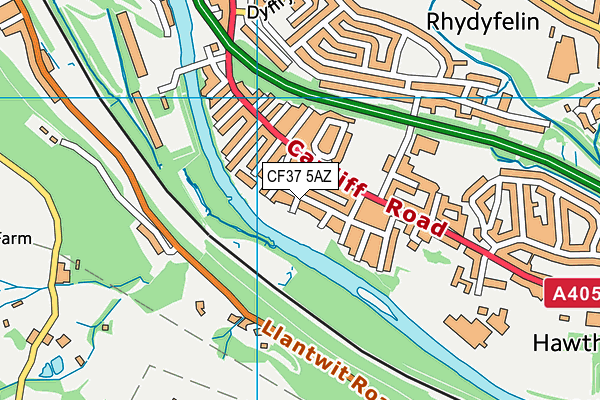 CF37 5AZ map - OS VectorMap District (Ordnance Survey)