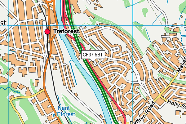 CF37 5BT map - OS VectorMap District (Ordnance Survey)