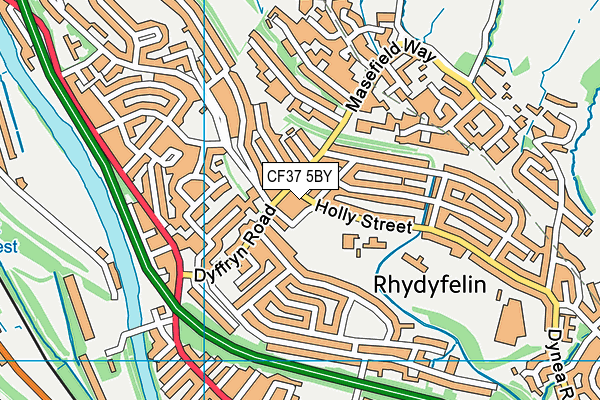 CF37 5BY map - OS VectorMap District (Ordnance Survey)