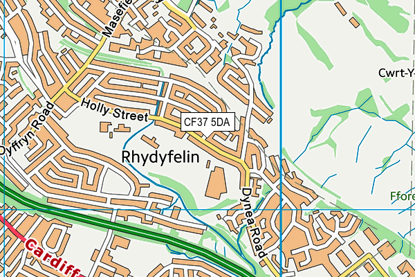 CF37 5DA map - OS VectorMap District (Ordnance Survey)