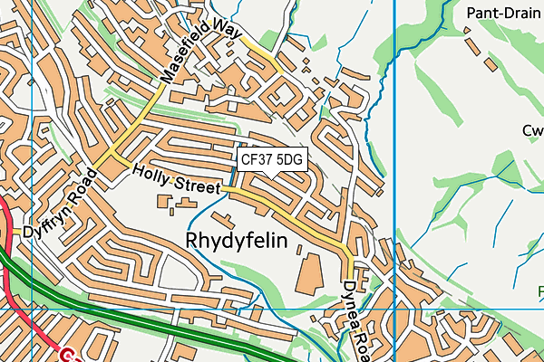 CF37 5DG map - OS VectorMap District (Ordnance Survey)