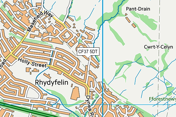 CF37 5DT map - OS VectorMap District (Ordnance Survey)