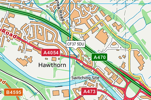 CF37 5DU map - OS VectorMap District (Ordnance Survey)