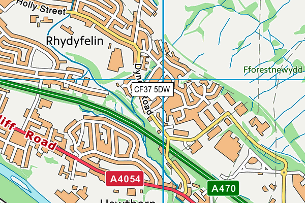 CF37 5DW map - OS VectorMap District (Ordnance Survey)