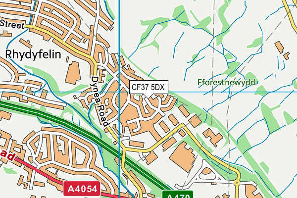 CF37 5DX map - OS VectorMap District (Ordnance Survey)