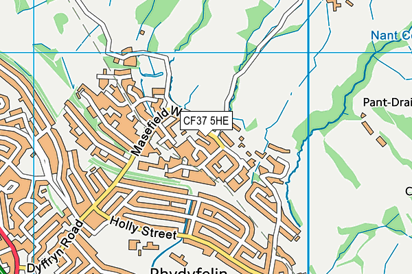 CF37 5HE map - OS VectorMap District (Ordnance Survey)