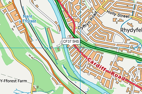 CF37 5HS map - OS VectorMap District (Ordnance Survey)