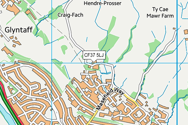 CF37 5LJ map - OS VectorMap District (Ordnance Survey)