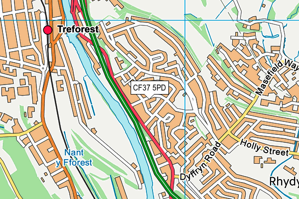 CF37 5PD map - OS VectorMap District (Ordnance Survey)