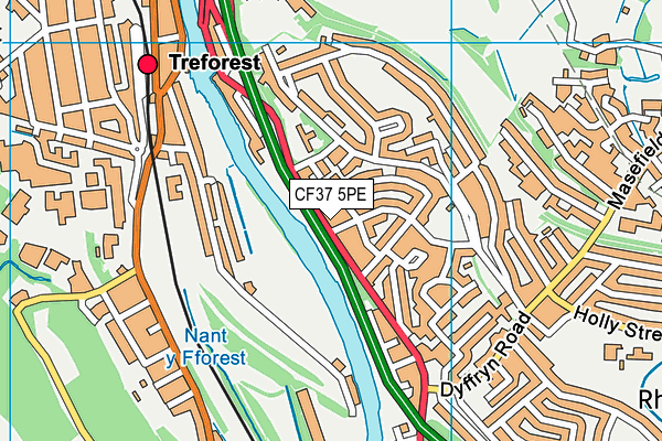 CF37 5PE map - OS VectorMap District (Ordnance Survey)