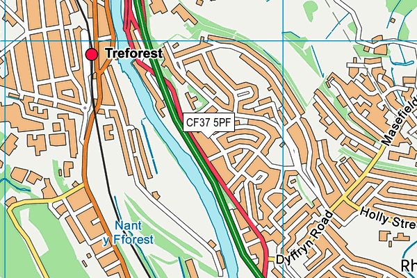 CF37 5PF map - OS VectorMap District (Ordnance Survey)