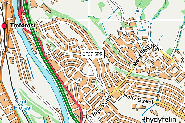 CF37 5PR map - OS VectorMap District (Ordnance Survey)