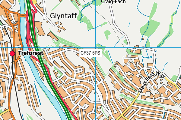 CF37 5PS map - OS VectorMap District (Ordnance Survey)