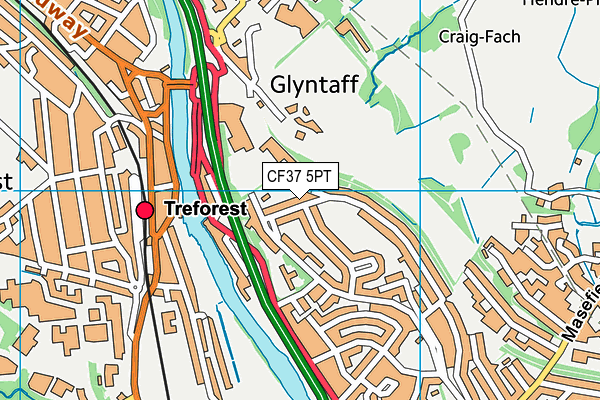 CF37 5PT map - OS VectorMap District (Ordnance Survey)