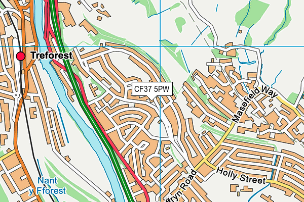 CF37 5PW map - OS VectorMap District (Ordnance Survey)