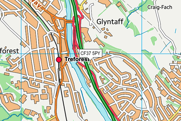 CF37 5PY map - OS VectorMap District (Ordnance Survey)