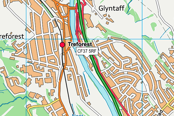 CF37 5RF map - OS VectorMap District (Ordnance Survey)