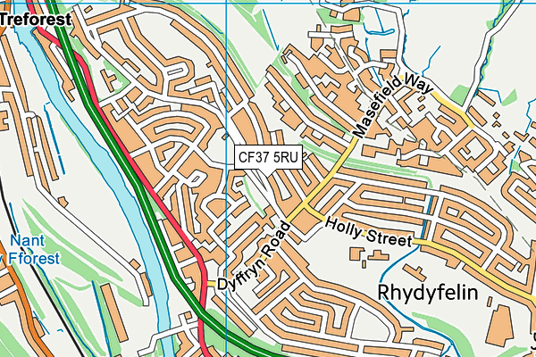 CF37 5RU map - OS VectorMap District (Ordnance Survey)