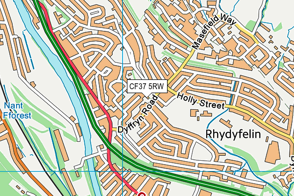 CF37 5RW map - OS VectorMap District (Ordnance Survey)