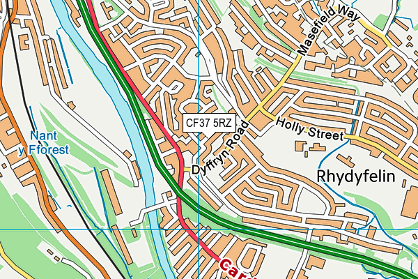 CF37 5RZ map - OS VectorMap District (Ordnance Survey)