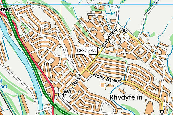 CF37 5SA map - OS VectorMap District (Ordnance Survey)