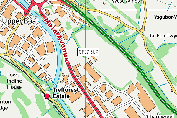 CF37 5UP map - OS VectorMap District (Ordnance Survey)