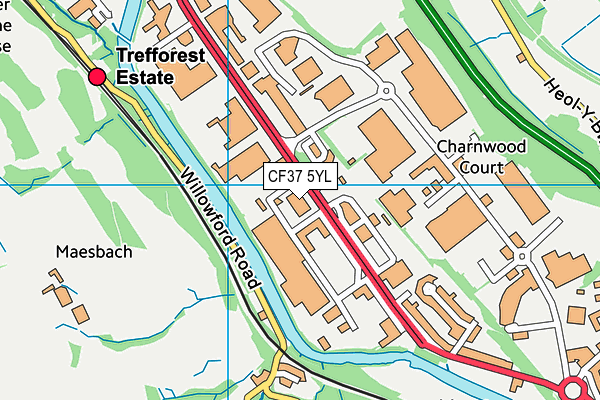 CF37 5YL map - OS VectorMap District (Ordnance Survey)