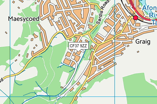 CF37 9ZZ map - OS VectorMap District (Ordnance Survey)