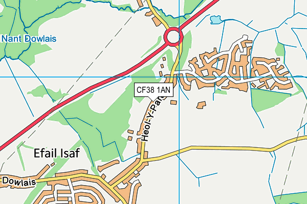 CF38 1AN map - OS VectorMap District (Ordnance Survey)