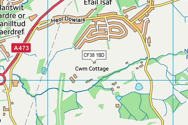 CF38 1BD map - OS VectorMap District (Ordnance Survey)