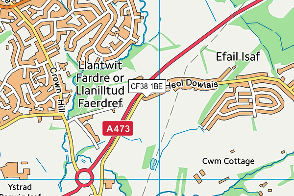 CF38 1BE map - OS VectorMap District (Ordnance Survey)