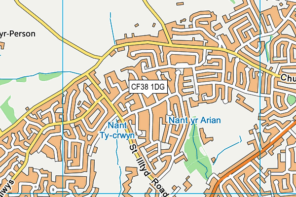 CF38 1DG map - OS VectorMap District (Ordnance Survey)