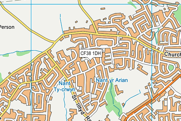 CF38 1DH map - OS VectorMap District (Ordnance Survey)
