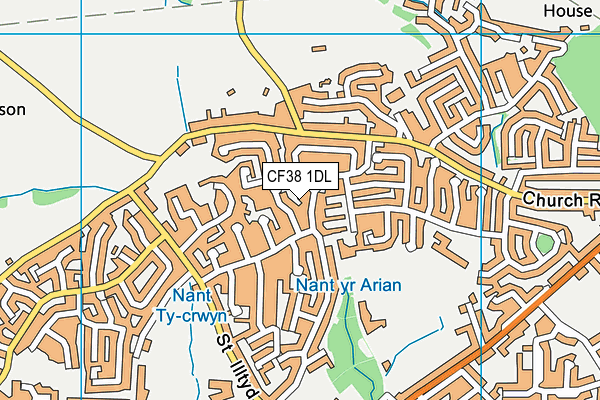 CF38 1DL map - OS VectorMap District (Ordnance Survey)